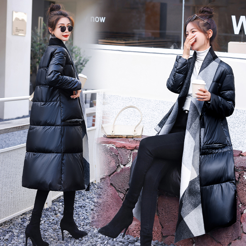 Duck down splice coat temperament down coat for women
