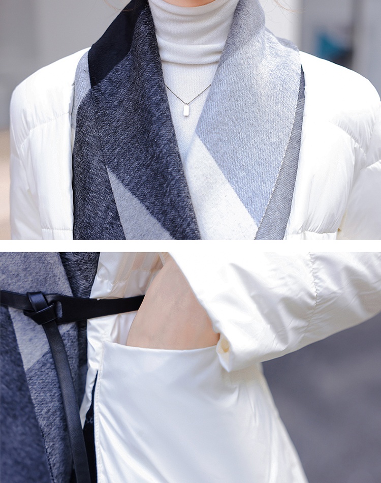 Duck down splice coat temperament down coat for women