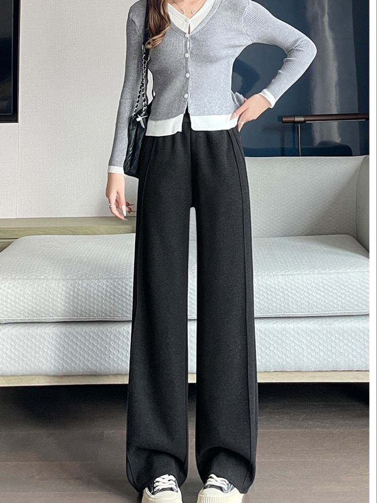 Woolen wide leg pants long pants for women