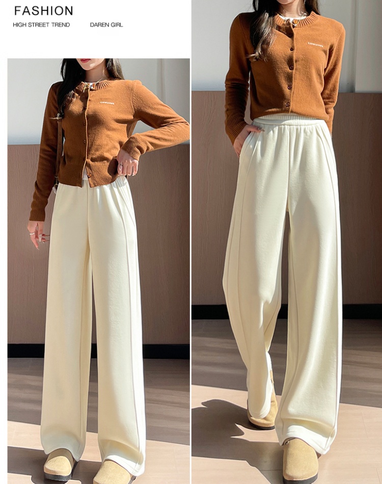 Woolen wide leg pants long pants for women