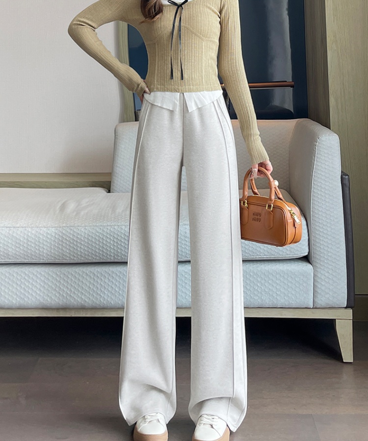 Woolen wide leg pants long pants for women