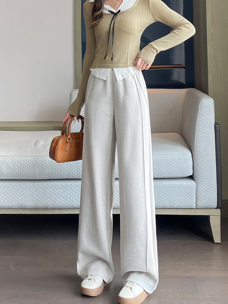 Woolen wide leg pants long pants for women