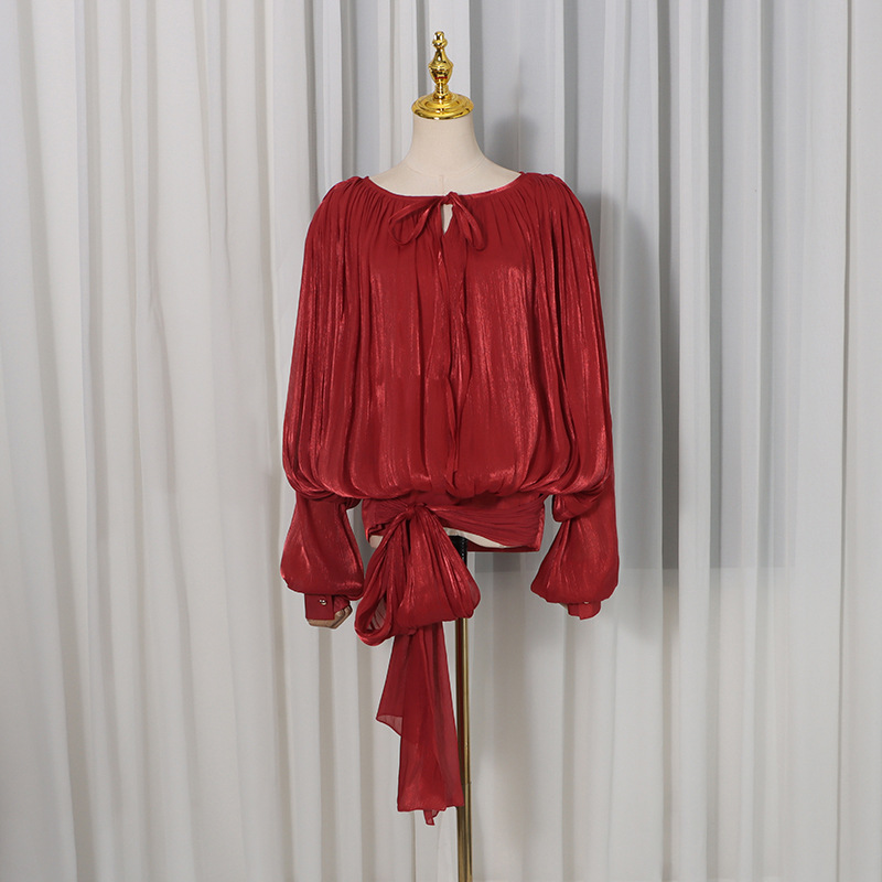 Long sleeve frenum collar shirt ladies tops for women