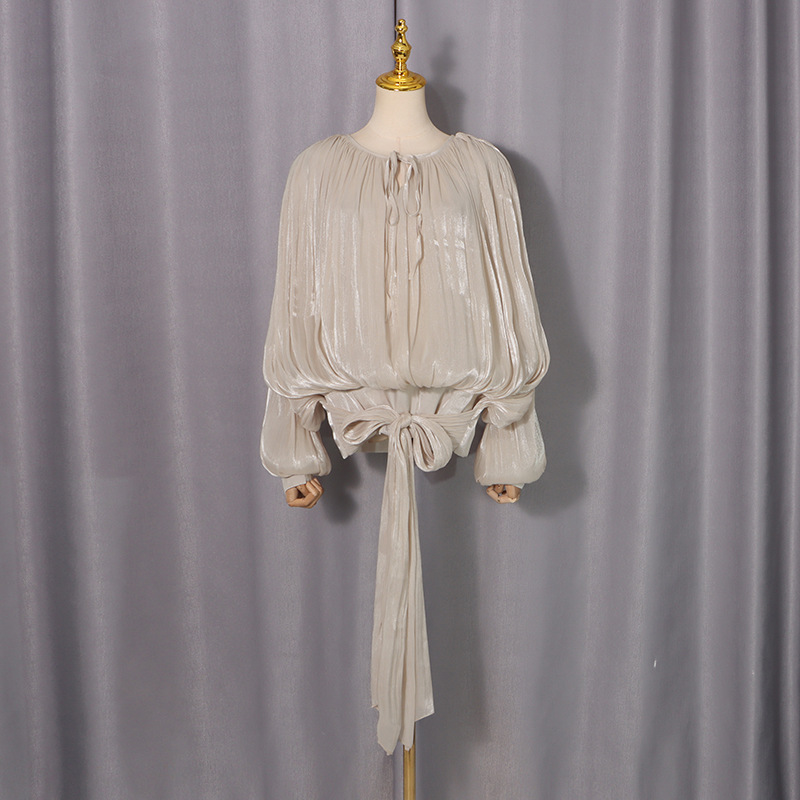 Long sleeve frenum collar shirt ladies tops for women