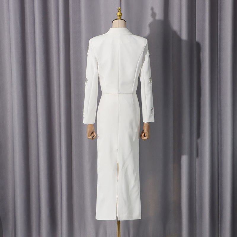 Elegant coat long skirt 2pcs set for women