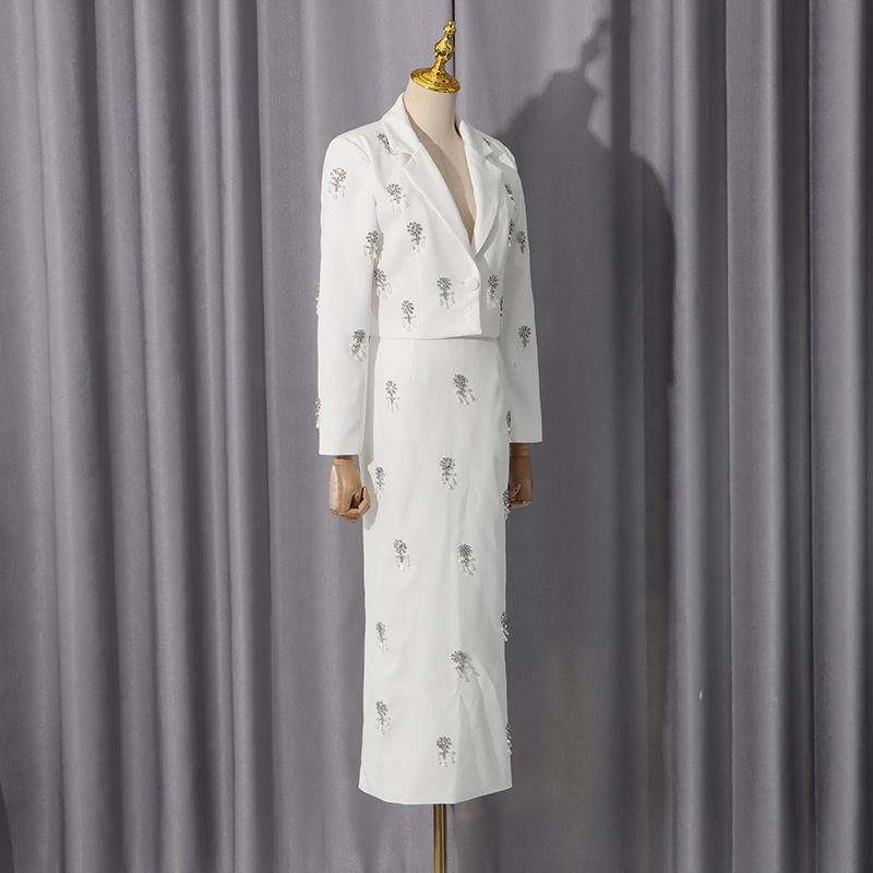 Elegant coat long skirt 2pcs set for women