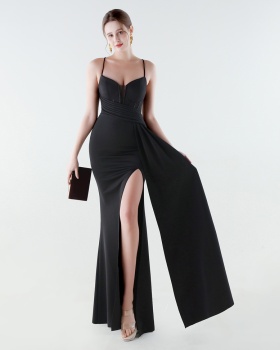 Banquet creased split pinched waist evening dress