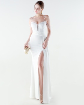 Set beads preside pinched waist banquet evening dress
