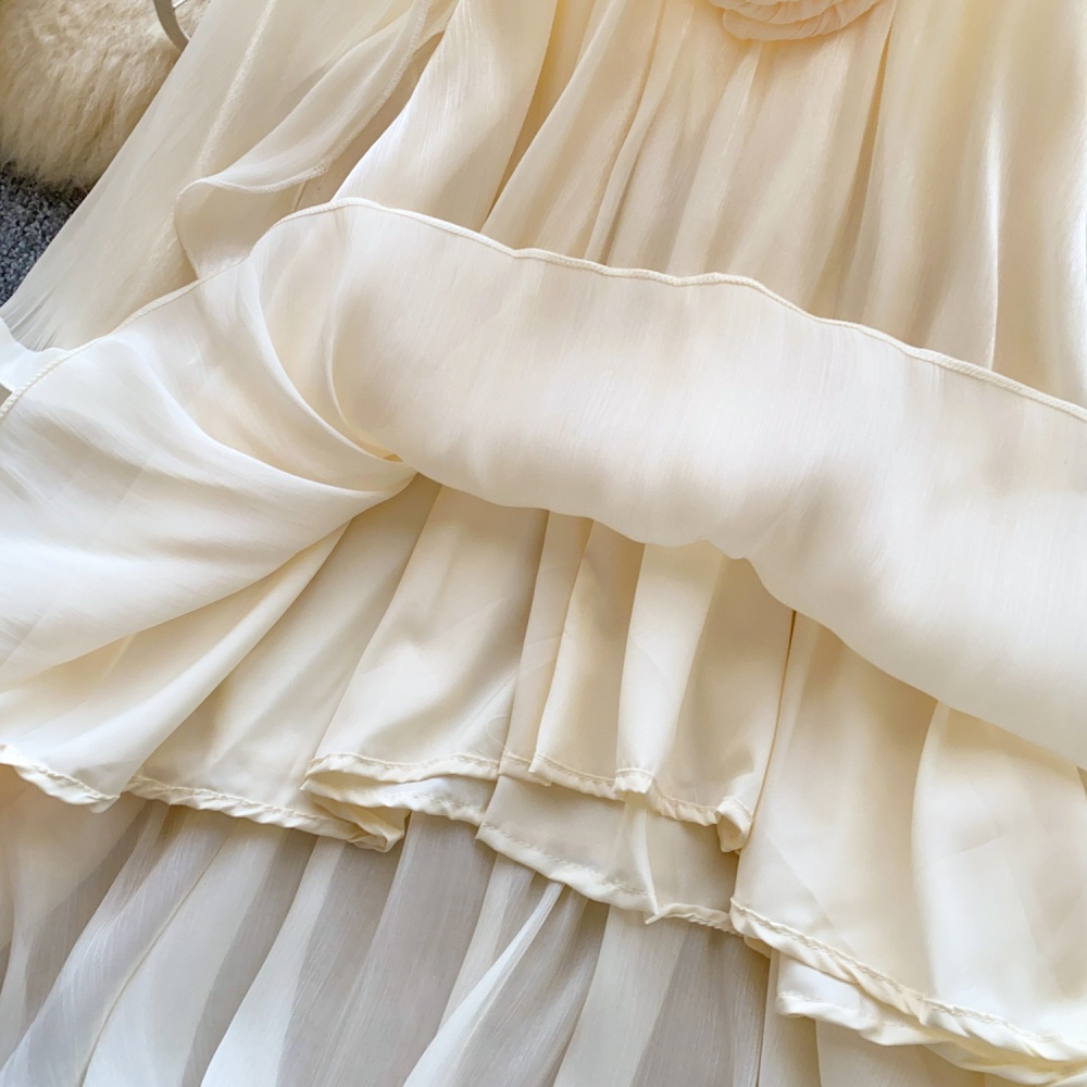 Lantern sleeve crimp shirt commuting gauze tops for women