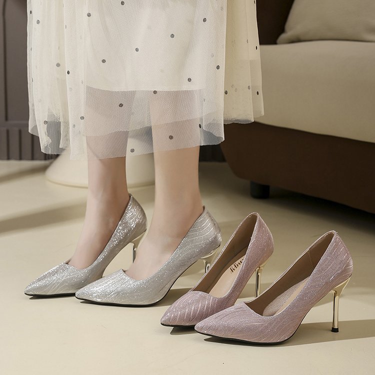 Spring and autumn pointed shoes low high-heeled shoes