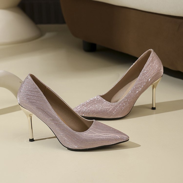 Spring and autumn pointed shoes low high-heeled shoes