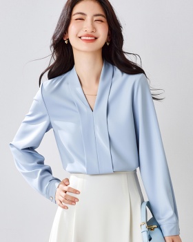 White spring and autumn shirt long sleeve tops for women