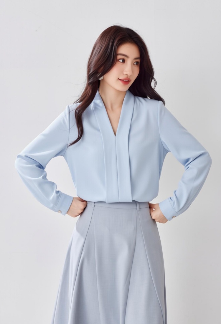 White spring and autumn shirt long sleeve tops for women