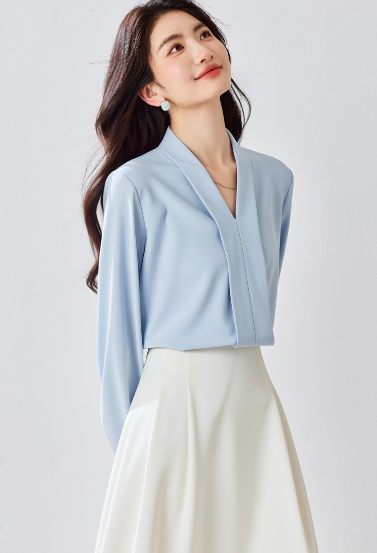 White spring and autumn shirt long sleeve tops for women