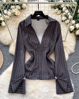 Slim long sleeve tops red France style shirt for women