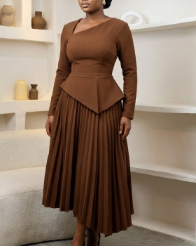 Temperament high waist European style long dress for women