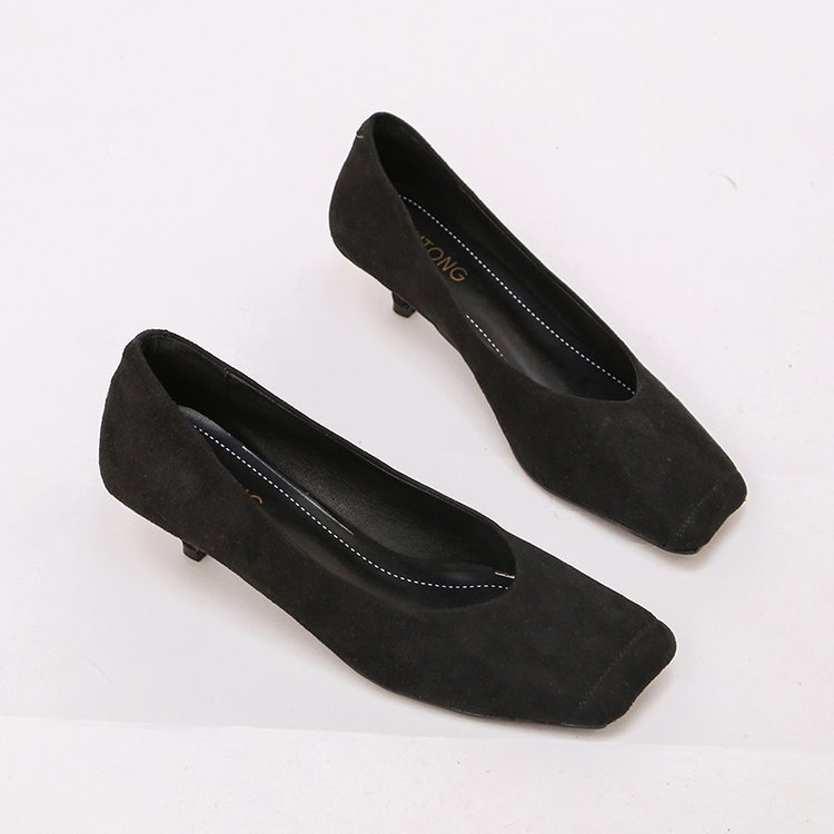 Lady broadcloth shoes low high-heeled shoes