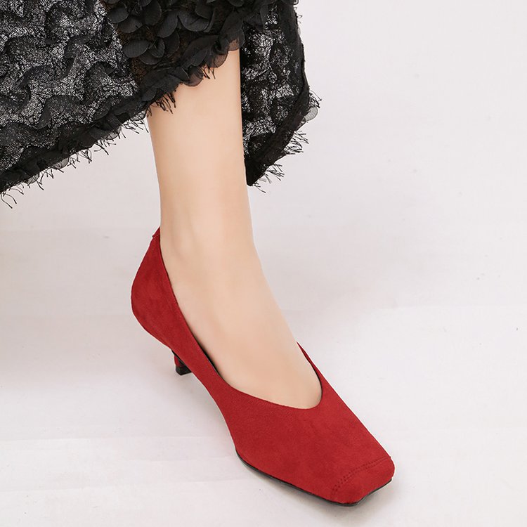 Lady broadcloth shoes low high-heeled shoes