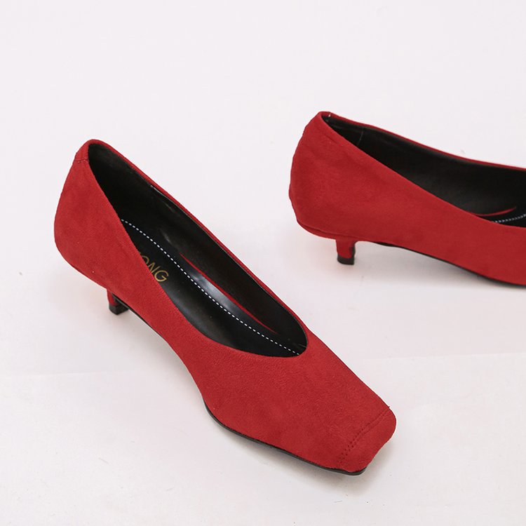 Lady broadcloth shoes low high-heeled shoes