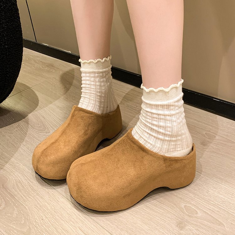 France style thick crust slippers lady lazy shoes