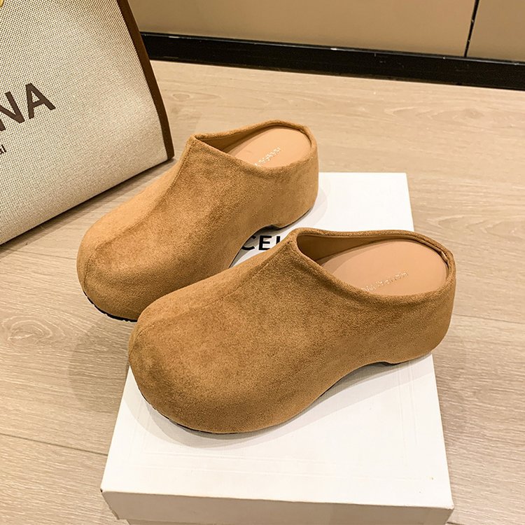 France style thick crust slippers lady lazy shoes