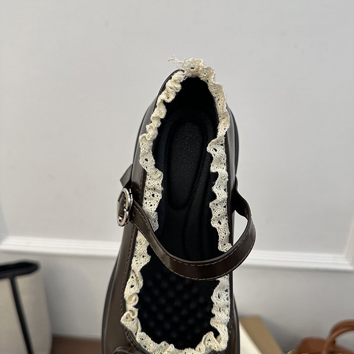 Lady thick Casual leather shoes France style low shoes