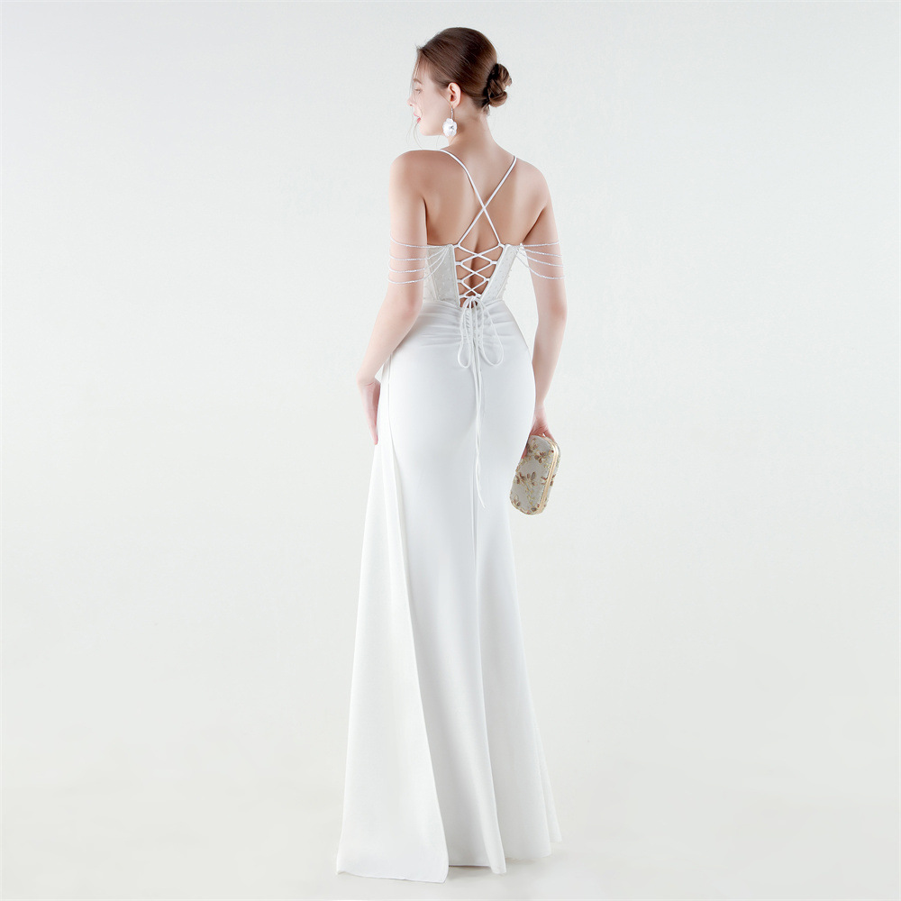 Banquet bandage preside set beads evening dress