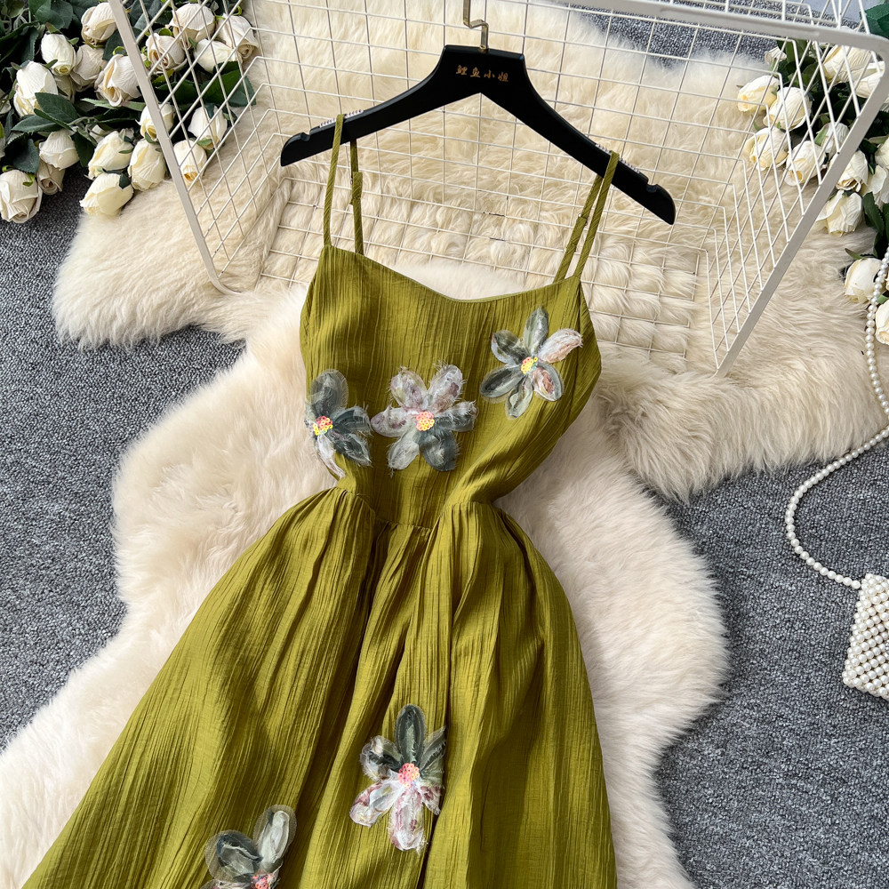 Sweet vacation stereoscopic dress for women