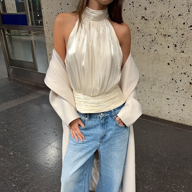 European style temperament vest fashion halter tops for women