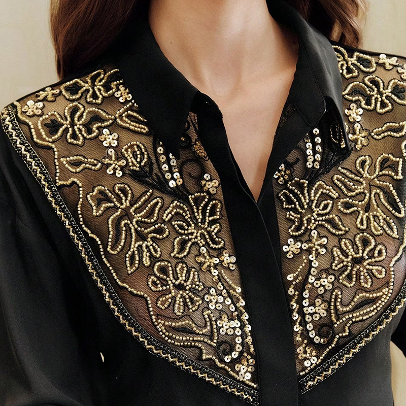 Spring European style shirt splice lace small shirt for women