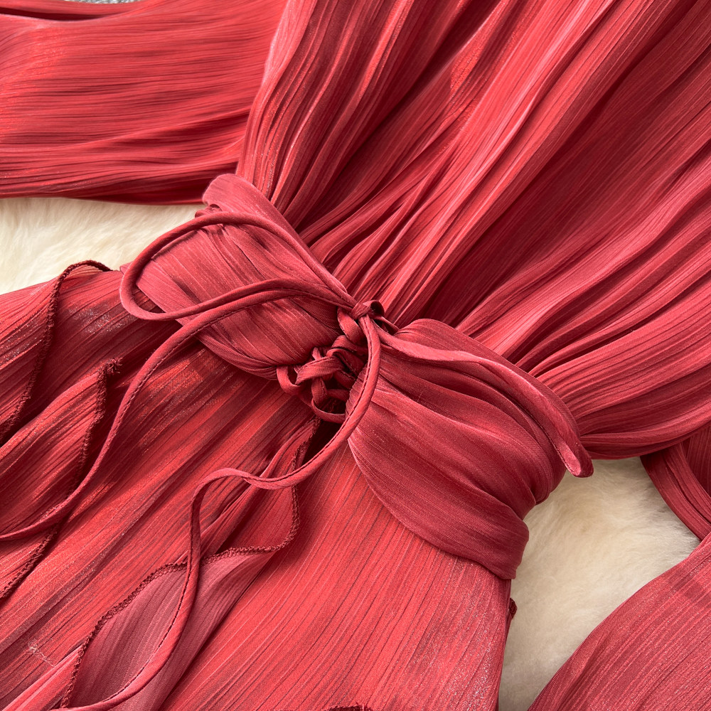 Romantic style long dress V-neck dress for women