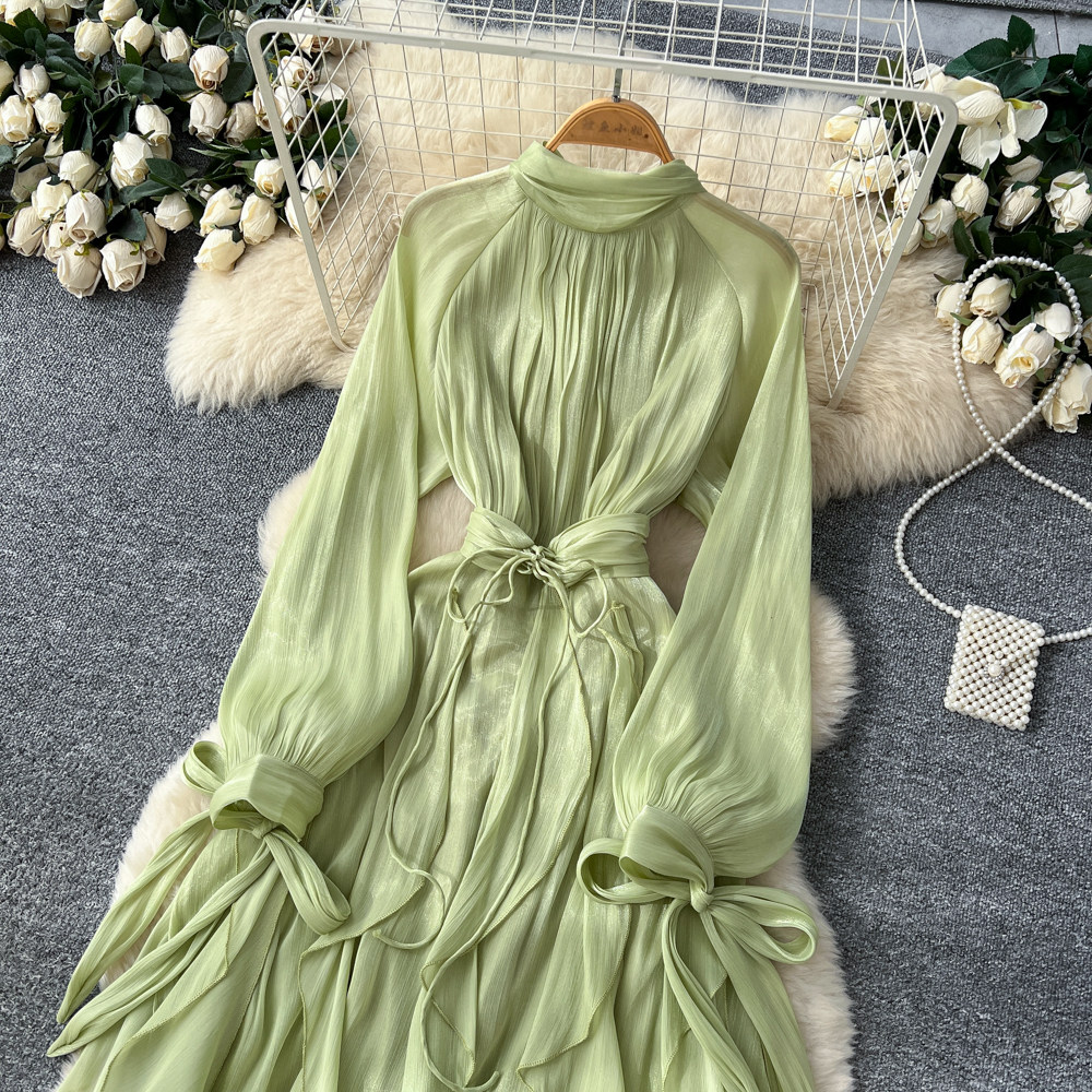Romantic style long dress V-neck dress for women