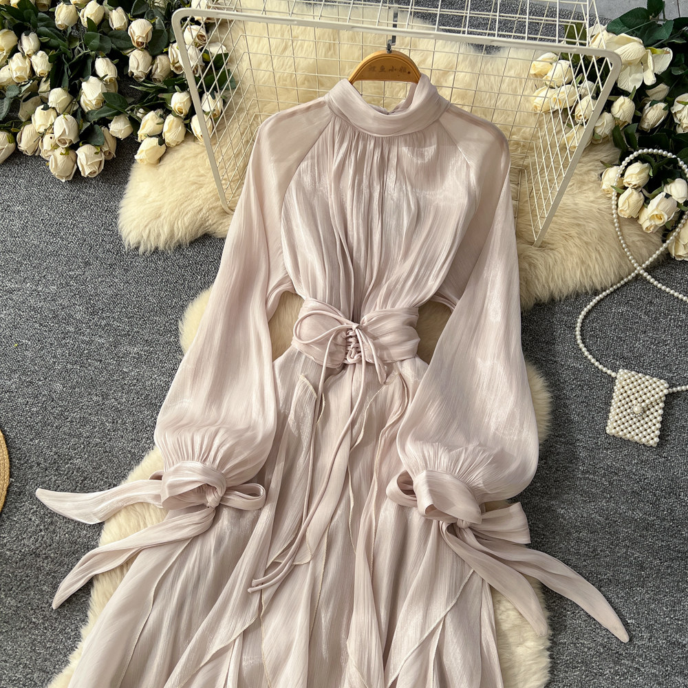 Romantic style long dress V-neck dress for women