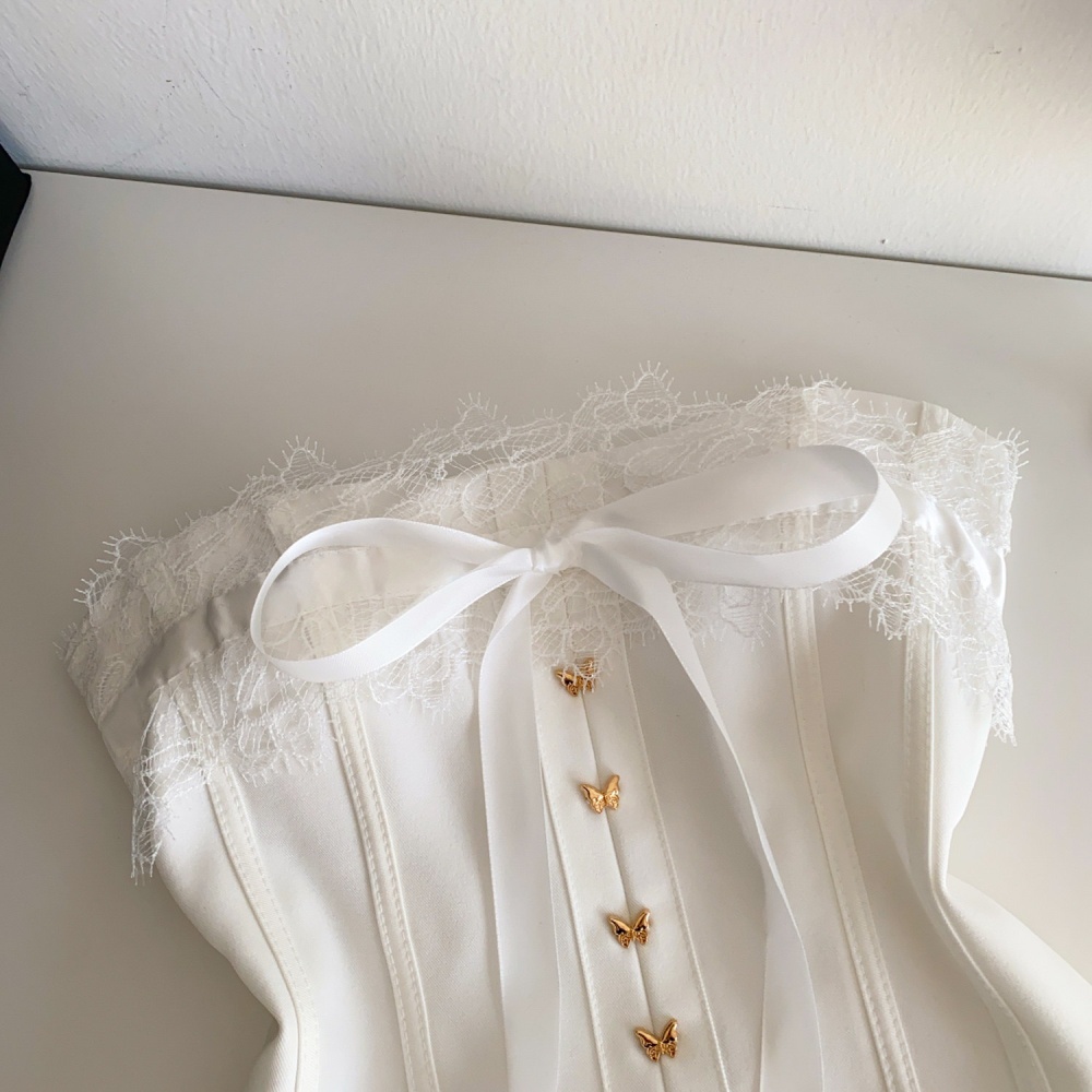 Enticement slim tops bow pinched waist vest for women