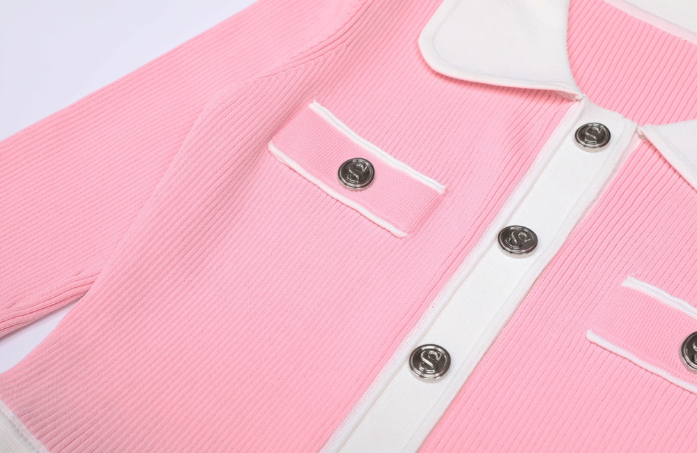 Slim lapel fashion crimp knitted dress