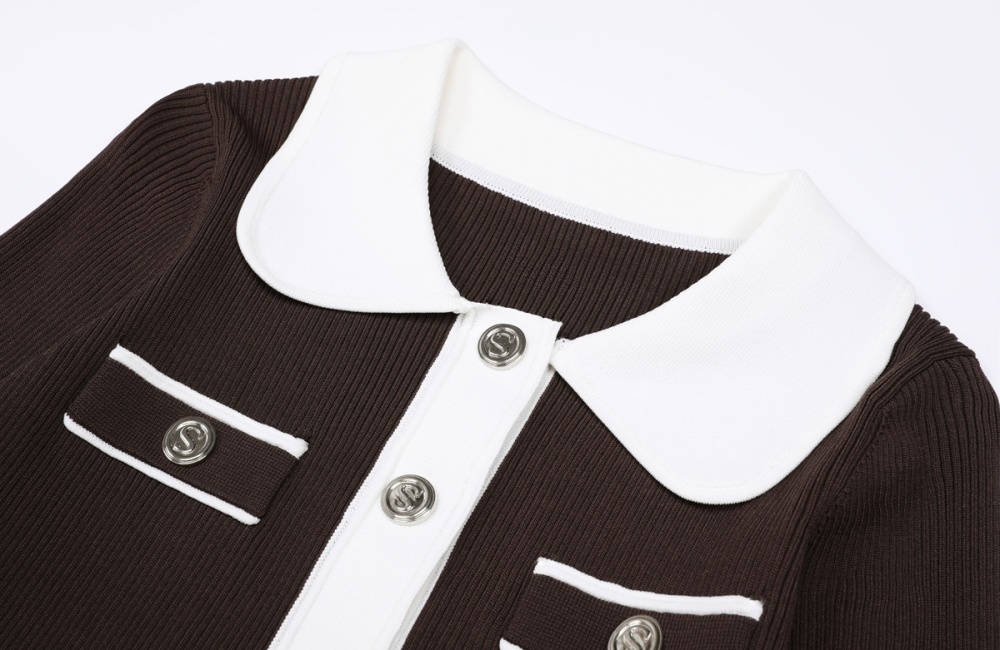 Slim lapel fashion crimp knitted dress