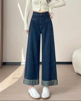 Splice spring loose nine pants crimping high waist jeans