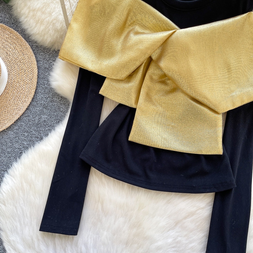 Bow strapless T-shirt splice tops for women