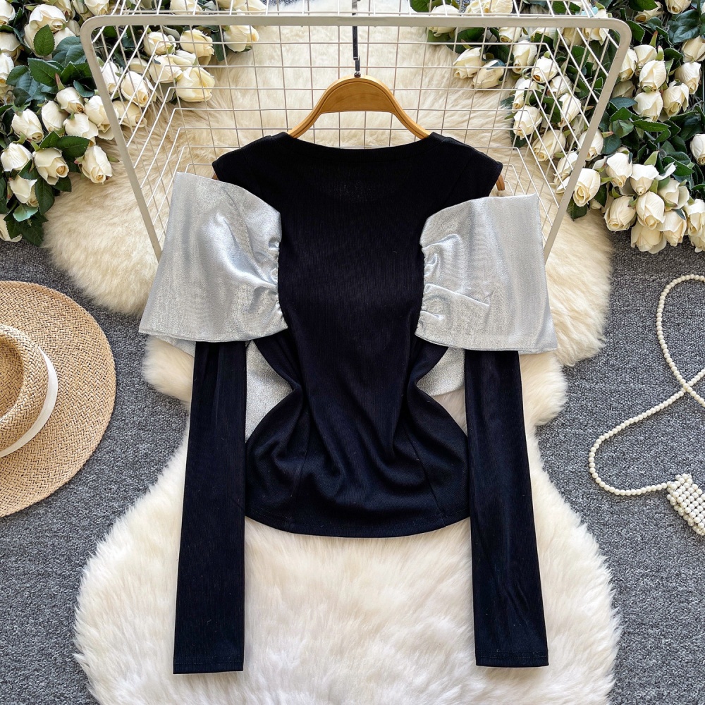 Bow strapless T-shirt splice tops for women