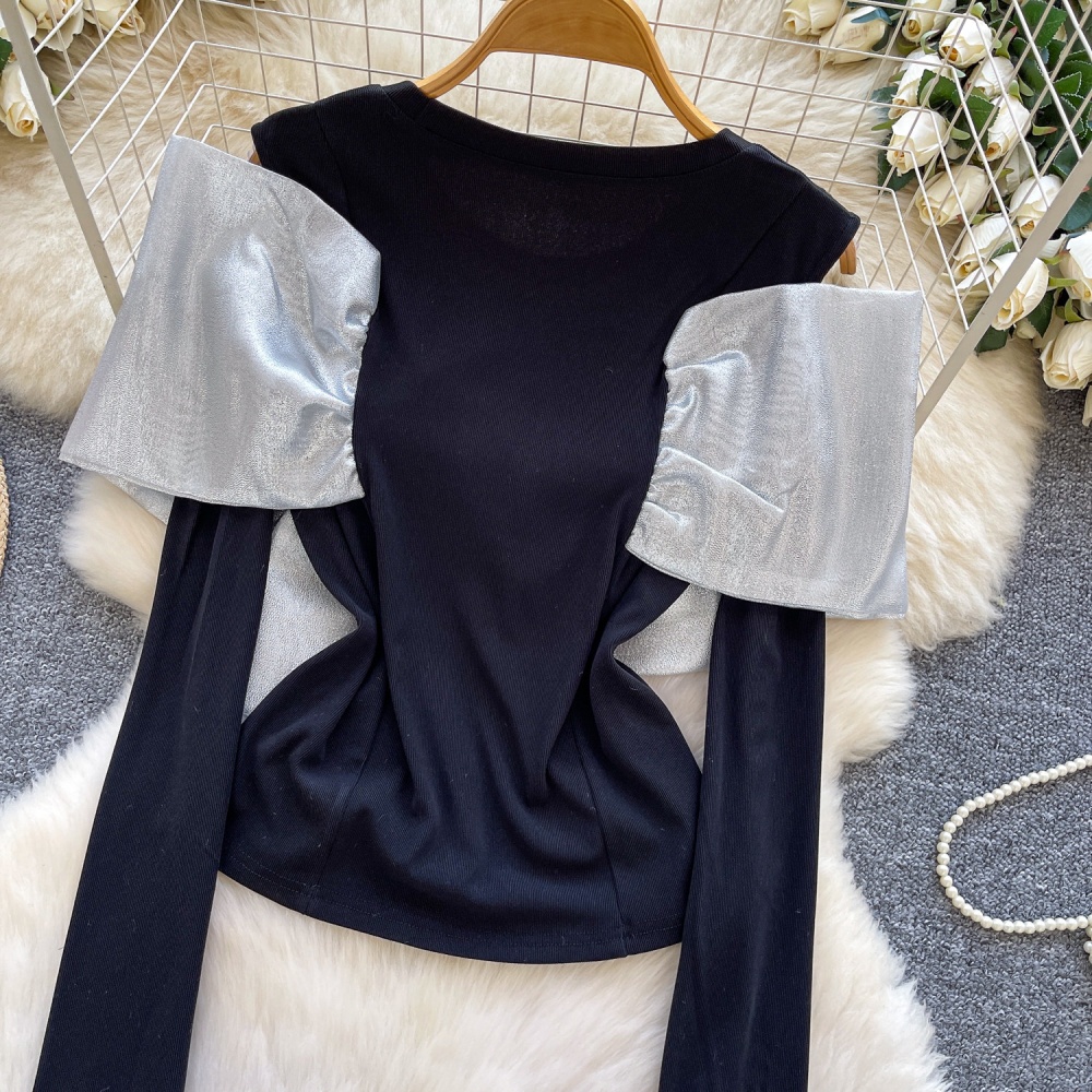 Bow strapless T-shirt splice tops for women