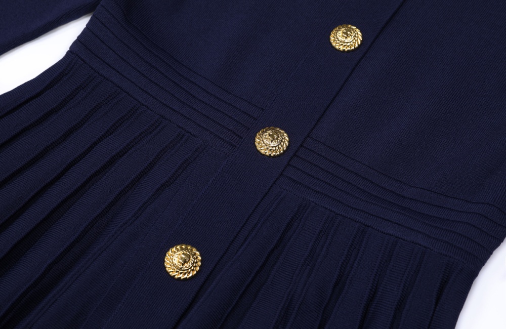 Spring and autumn crimp slim round neck dress