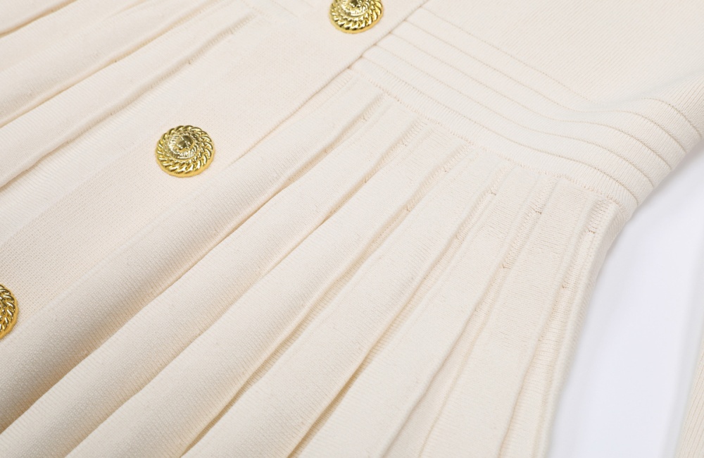 Spring and autumn crimp slim round neck dress