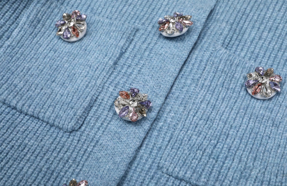 Spring and autumn knitted skirt rhinestone tops a set