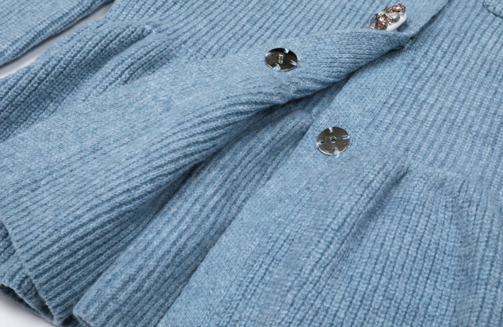 Spring and autumn knitted skirt rhinestone tops a set