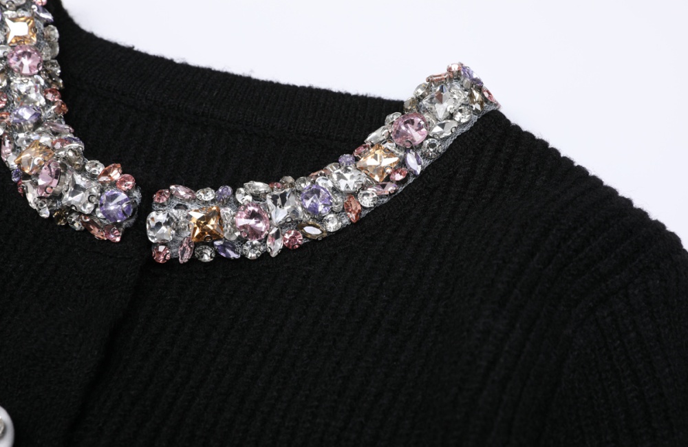 Spring and autumn knitted skirt rhinestone tops a set