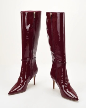 Patent leather stilettos thigh boots for women