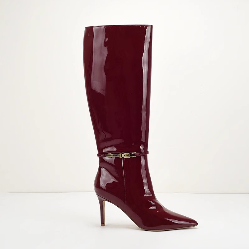 Patent leather stilettos thigh boots for women