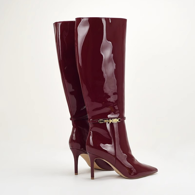 Patent leather stilettos thigh boots for women