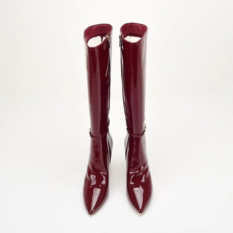 Patent leather stilettos thigh boots for women