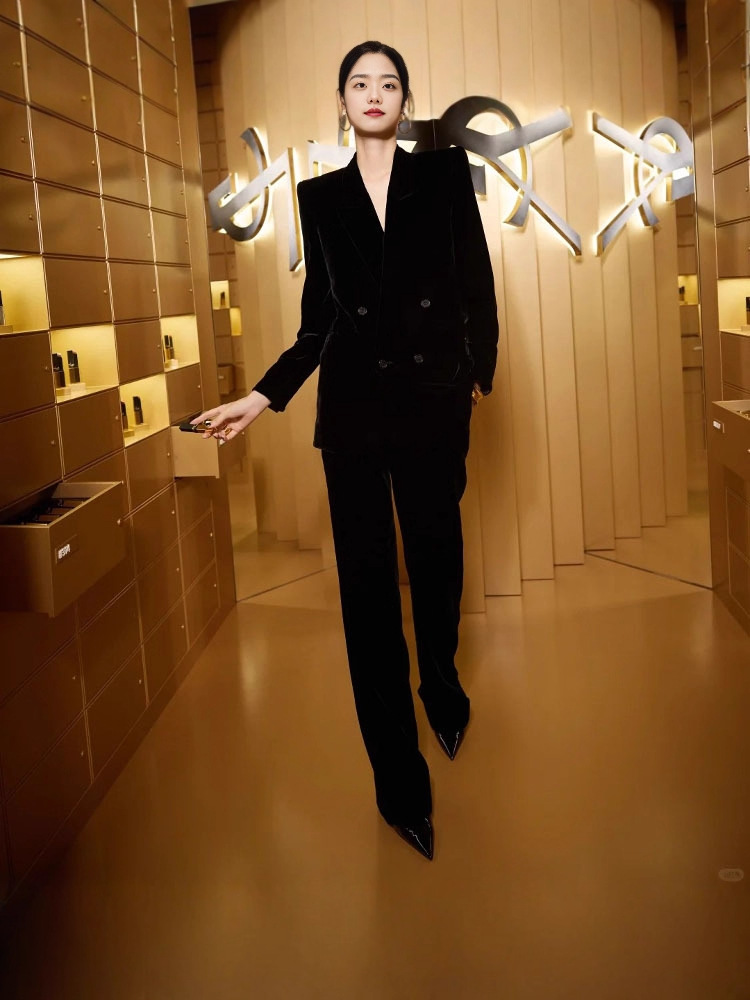 Spring and autumn velvet business suit chanelstyle coat